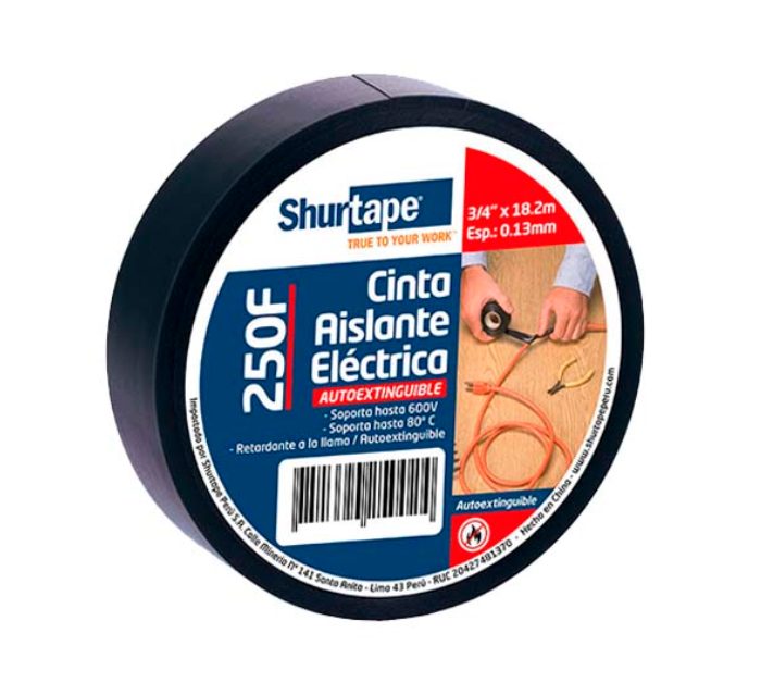 CINTA AISLANTE 250F 3/4″ X 19.90YDS – NEGRO